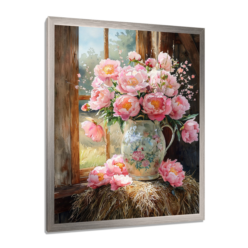 Humphrey - Art mural sur toile à motif floral, Argent argent, H 40 po x l 30 po, Reproduction encadrée d'une seule photo