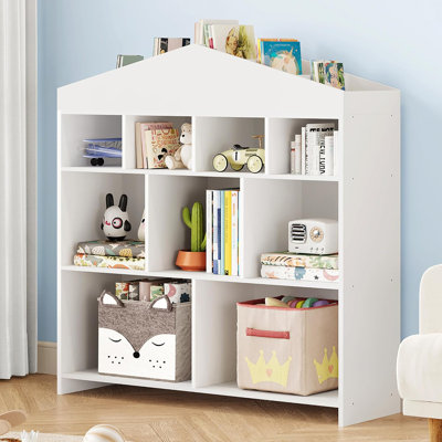 Organisateur de rangement pour jouets Bibliothèque pour enfants avec 9 casiers de rangement Bibliothèque pour poupées pour tout-petits