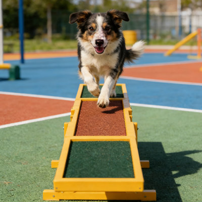 Solid Fir Wood Weather-Resistant Dog Agility Seesaw with Non-Slip Surface - Professional Training & Exercise Equipment for Small to Large Breeds, Ideal for Backyard & Park Use