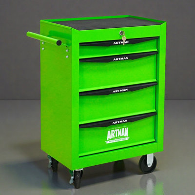 Rolling Metal Tool Chest With 4 Drawers, 20" 4-Drawer Tool Chest Cabinet With Ball Bearing Drawer Slides, Steel Tool Storage Box Organizer