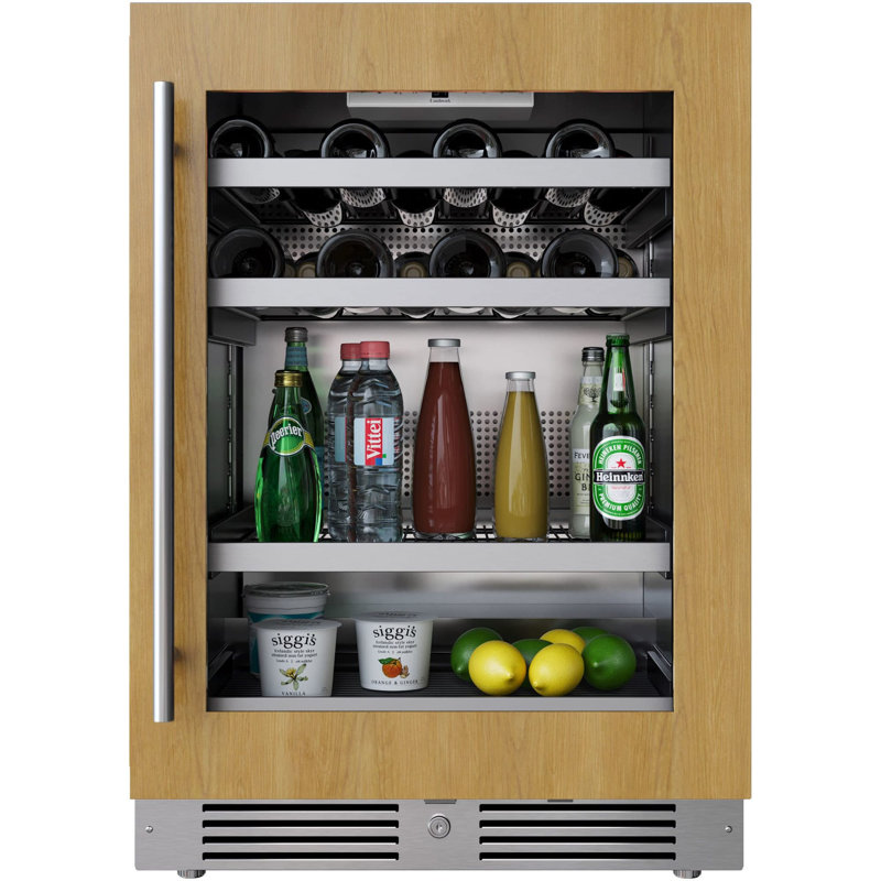 24 Inch Wide 16 Bottle and 70 Can Capacity Beverage Cooler with Alternating (Blue, White, Amber) LED lighting, Door Alarm, Touch Control Panel and Lockable Right Hinged Door