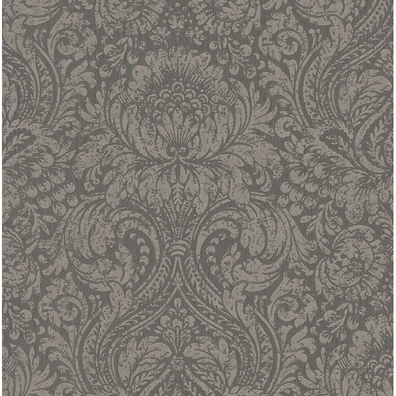 Rouleau de papier peint damassé l 33 pi x p 21 po Monaghan, Gris