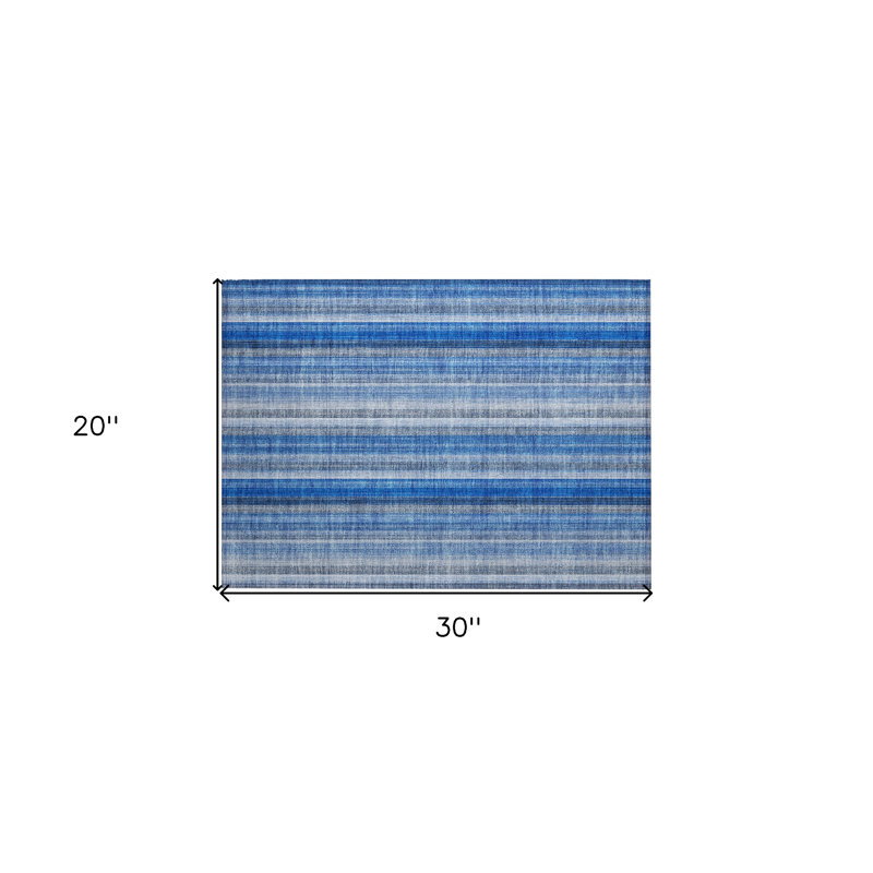 Tapis extérieur lavable antidérapant à rayures bleues 2 pi x 3 pi
