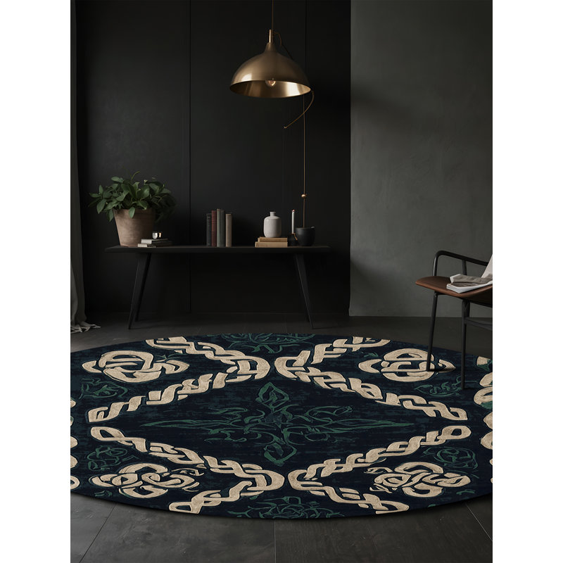 Tapis gris lavable à la machine, Rond 3 pi