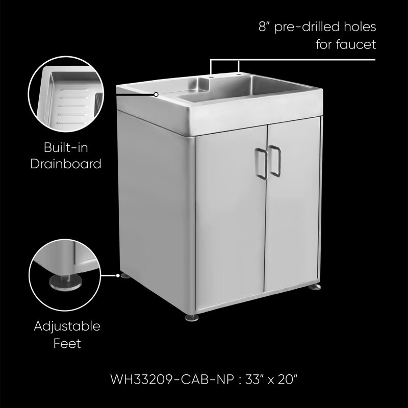 33" L x 20" W Free Standing Laundry Sink