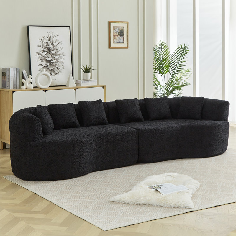 Canapé modulaire incurvé surdimensionné de 111,5 pouces, sans nuage, sans os, avec 6 coussins, siège à quatre places en mousse à mémoire de forme
