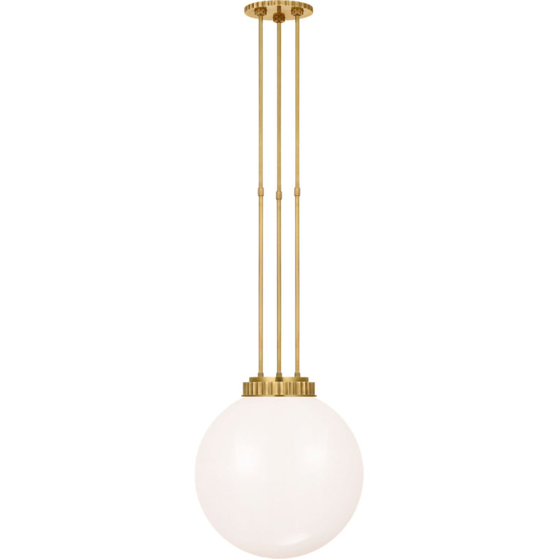 Cavill 16" Pendant with White Glass, Natural Brass