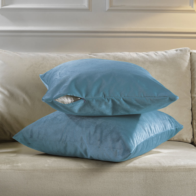 Housses de coussin rectangulaires en velours mat, 38 - bleu ciel