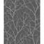 Trees Silhouette Floral Metallic Wallpaper Roll-1216319950
