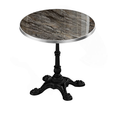 Marble-Look Sintered Stone Square Table - Heavy-Duty Cast Iron Base For Bistro, Cafe, Bar & Home Use