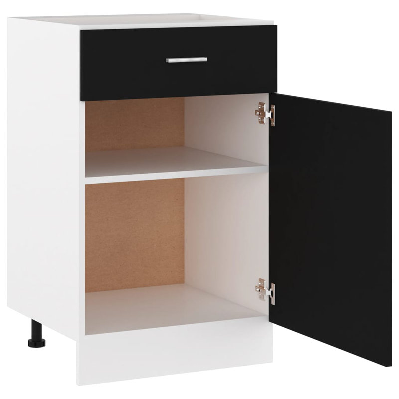 vidaXL Drawer Bottom Cabinet Lyon Black Engineered Wood 19.7 x 18.1 x 32.1 in, Black