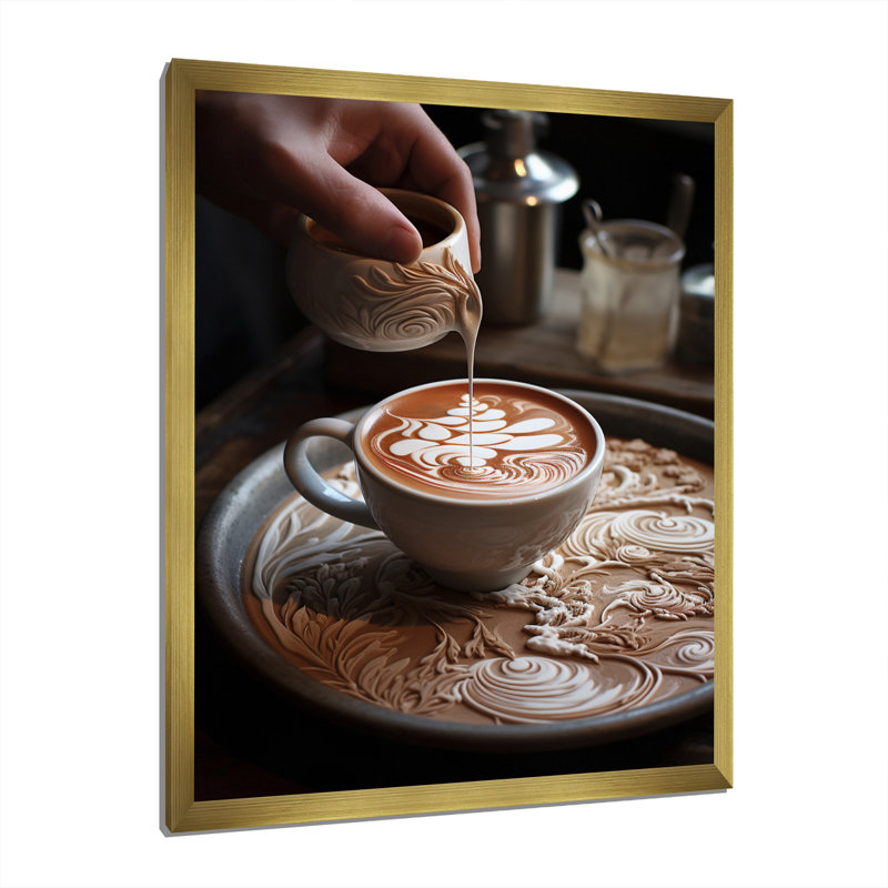 Larnaca Food Baristas Art II, H 20 po x l 12 po x P 1 po, Encadrement doré