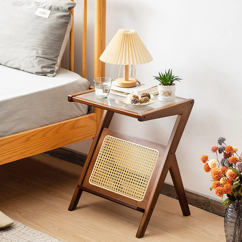 Gemmenne Glass Tray Top End Table, Brown