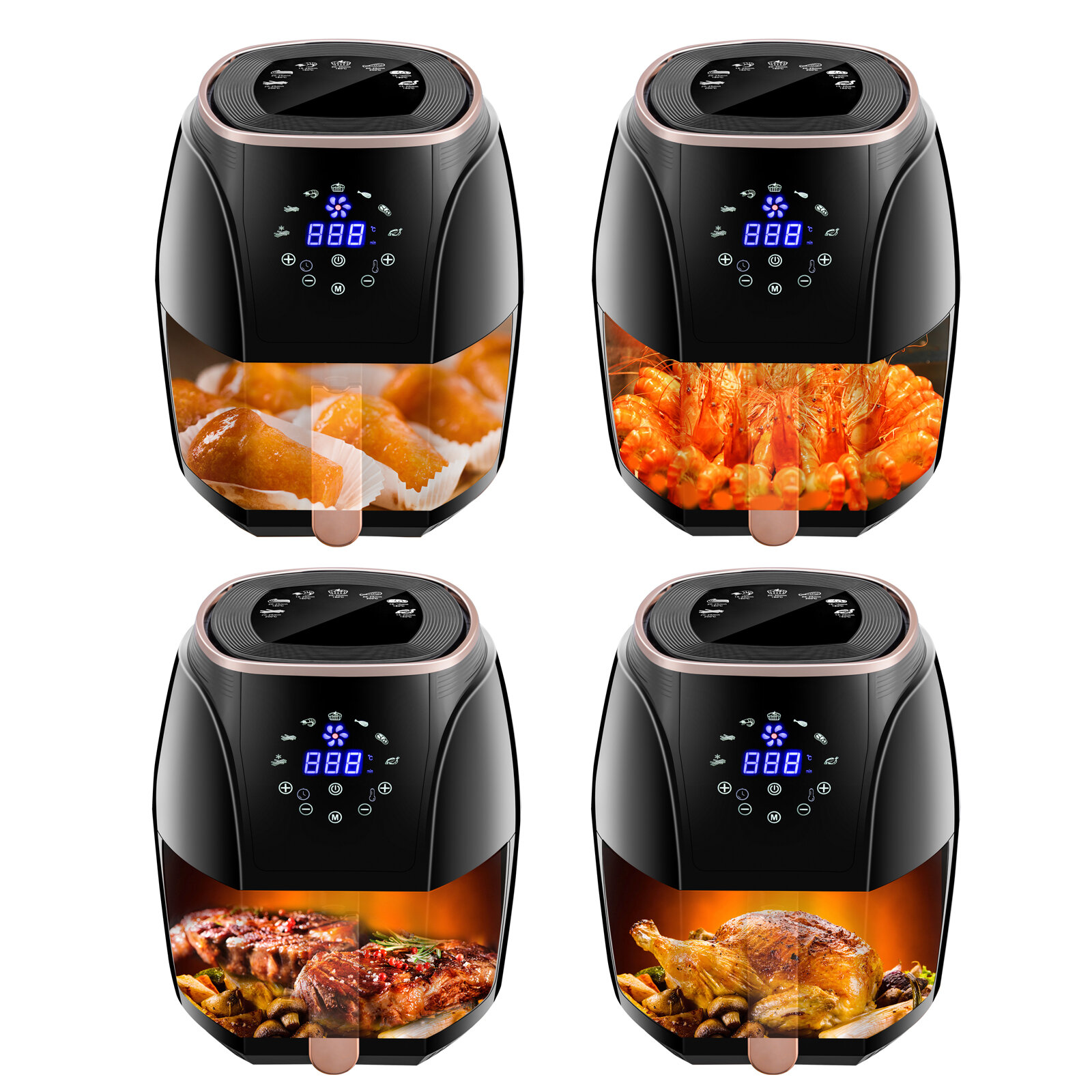 MORE TASTE Home Appliances Air Fryer&Electric Air Fryer Grill Skillet Combo  with 3QT Stewer Pot Multifunctional Cooker (5 units includes, AirFryer