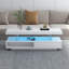 Table basse à DEL avec rangement, table centrale moderne avec 2 tiroirs et tablettes de présentation, mobilier d'appoint avec lumières DEL pour le salon, blanc-492111953