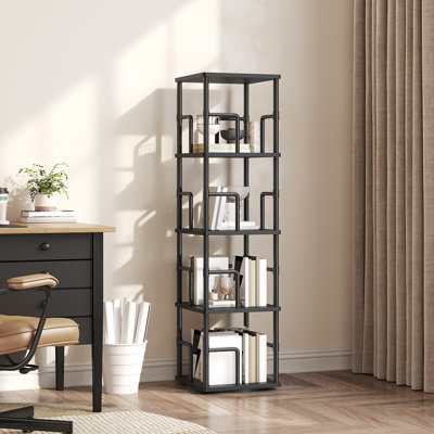 Rotating Bookshelf Freestanding Corner Bookshelf 360° Spinning Bookcase by 17 Stories