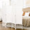 White Wave Fiber Partition Barrier, 4 Panel Folding Room Divider Wall, 5.6' For Home Office, Elegant Privacy Divider, Screen, Freestanding Rooms, & Stylish Space