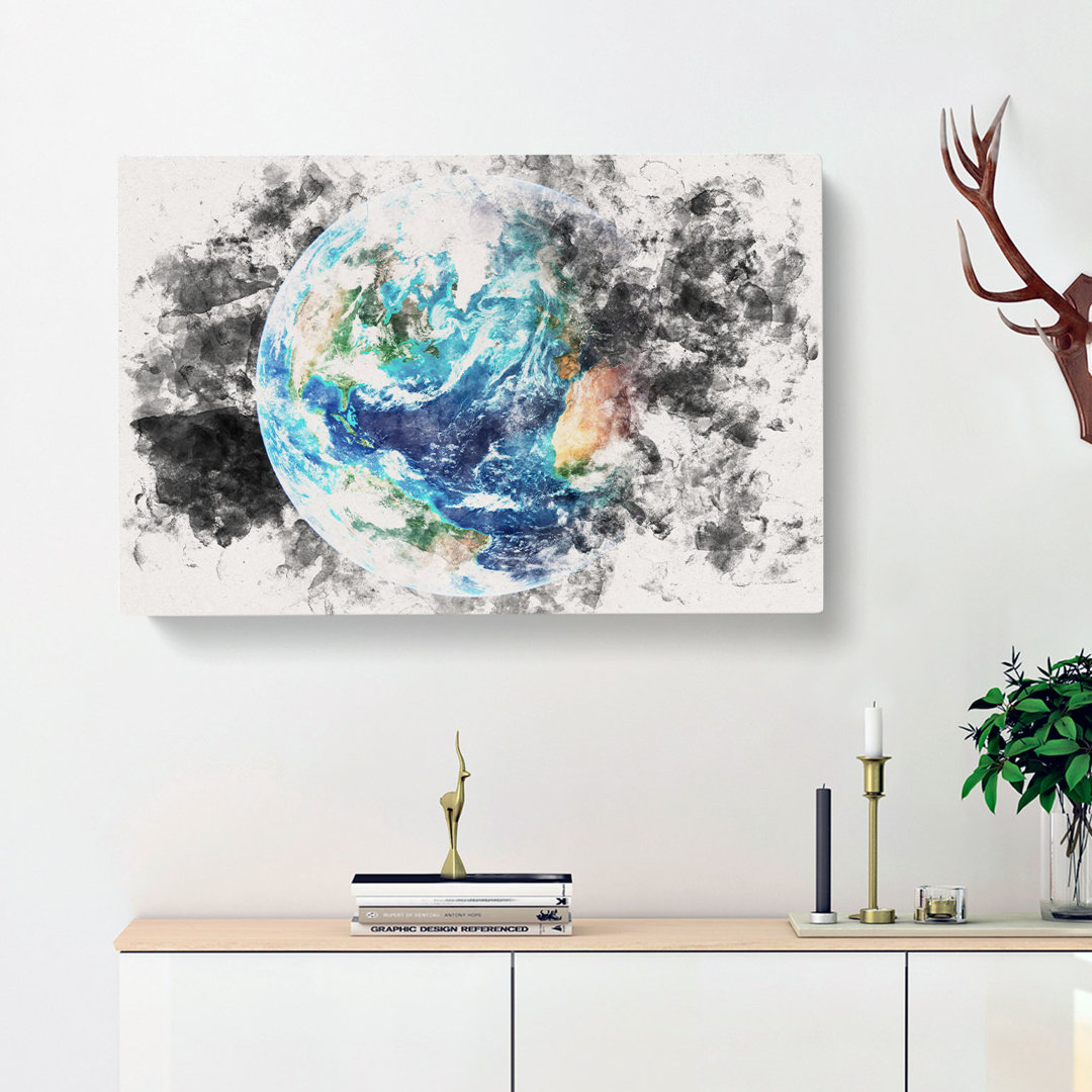 Our Planet Earth Watercolour - Wrapped Canvas