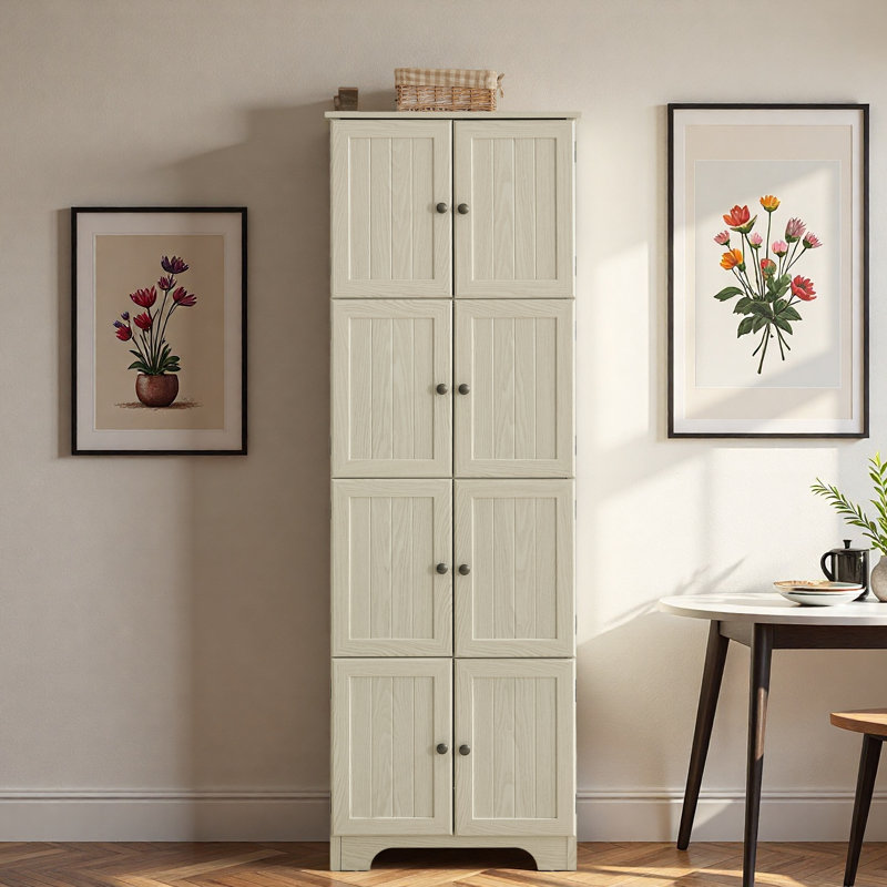 Grande armoire de rangement de 72,4 pouces avec 8 portes et 4 tablettes pour une utilisation polyvalente, une conception élégante et spacieuse pour diverses pièces