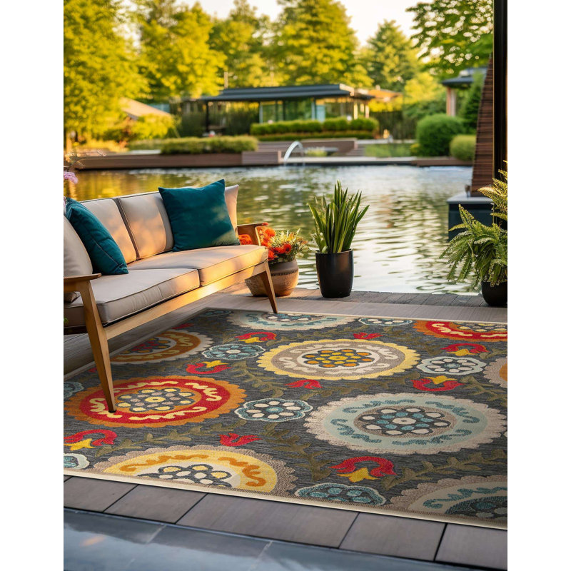 Tapis Bungalow Rose Oualida Caimin, Carré 7 pi 10 po