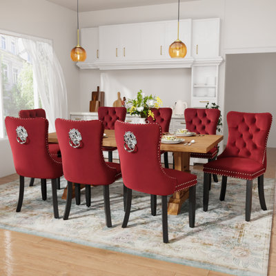 50.8 cm H Tufted Upholstered Velvet Wing Back Dining Chair