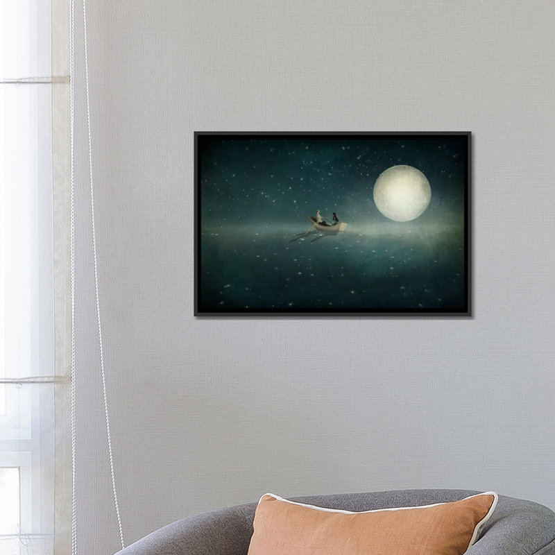 «Moonlight», reproduction d'impression sur toile, H 18 po x l 26 po x P 1,5 po, Toile avec cadre noir, Pas de tapis