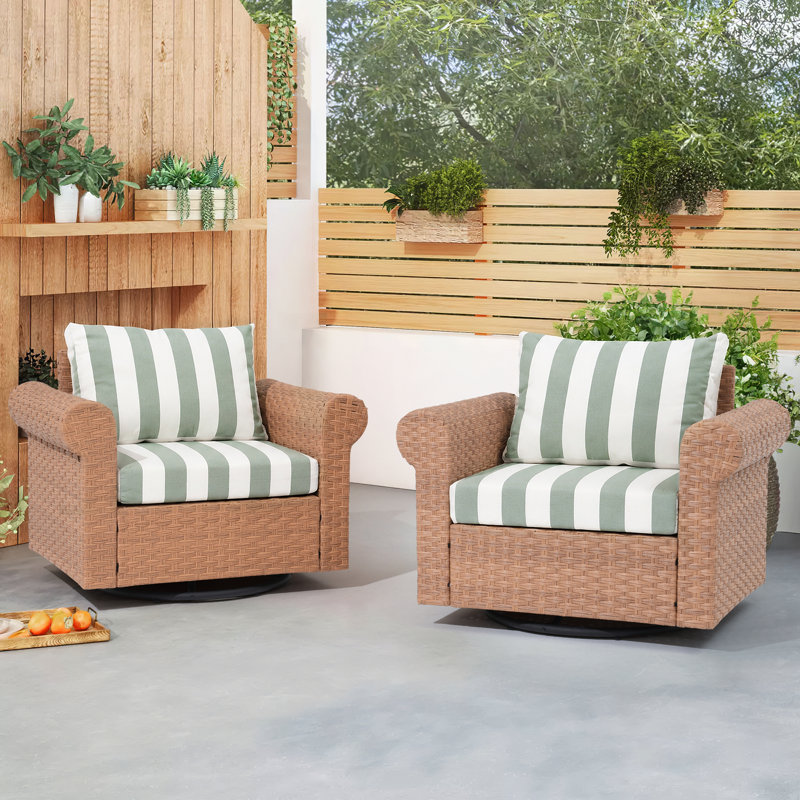 Chaise de patio pivotante en rotin 2 pièces avec coussins 2 pièces