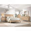 Grand format Mid-Century classique uni & amp; Lit plateforme en bois d'ingénierie au fini chêne naturel pour la chambre principale et la chambre d'amis