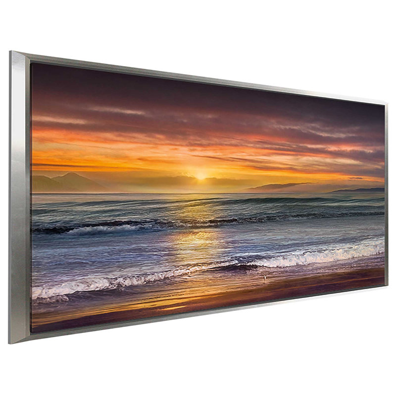 «Sundown Descanso Beach», reproduction d'impression sur toile, H 21,5 po x l 33,5 po x P 2 po, Cadre flottant argent