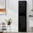 Black Tall Storage Cabinet With 2 Doors And 1 Drawer. Adjustable Shelves For Bathroom, Living Room, Entryway, Kitchen. Sufficient Room Barn 69" H, Black, Ample-1597662451