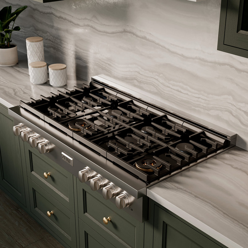 ZLINE 48 in. Paramount Gas Rangetop with 8 Burners and Porcelain Cooktop in Stainless Steel