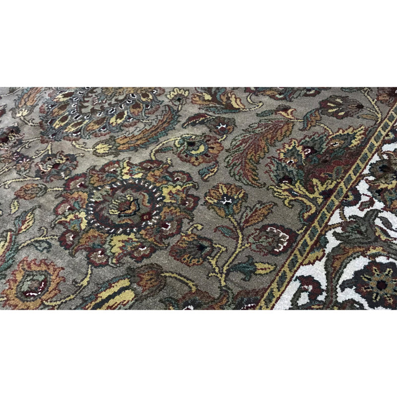 Tapis ivoire et chameau de haute qualité noué à la main Trinity, Rectangle 6 pi 2 po x 9 pi 2 po