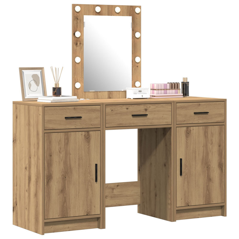 Dressing Table with Mirror, Artisan Oak