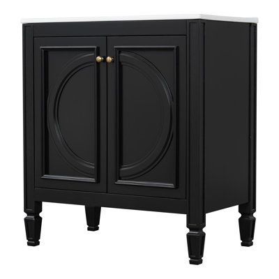 Meuble-lavabo de 30 po avec lavabo en céramique, 2 portes à fermeture douce, tablettes réglables, compartiments de rangement et tiroirs