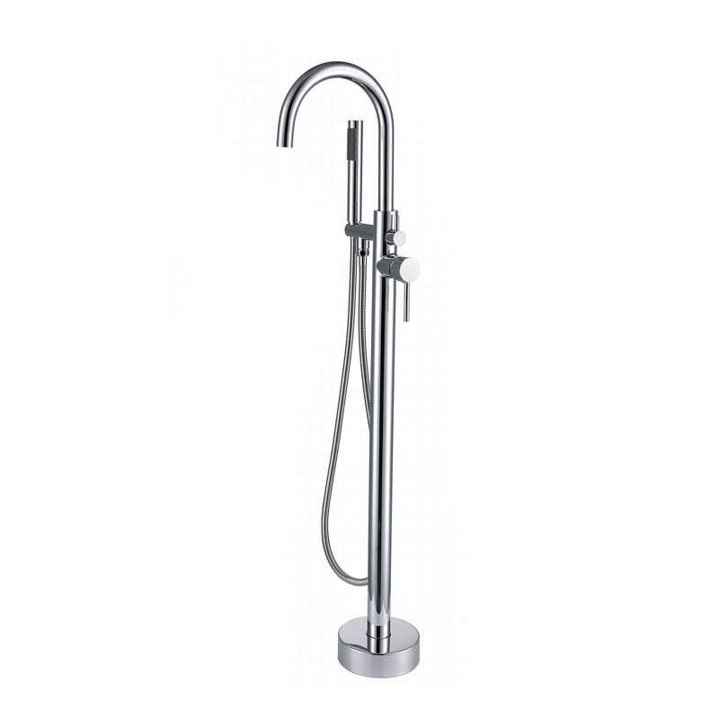 Robinet de baignoire autoportant à poignée simple 44 7/8 po avec douche à main 44, Chrome