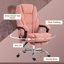 Chaise de bureau de massage inclinable chauffante avec hauteur réglable et repose-pieds, rose-1120014924