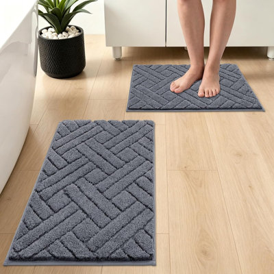 Bathroom Rugs Sets 2 Piece, Microfiber Bath Mat Set