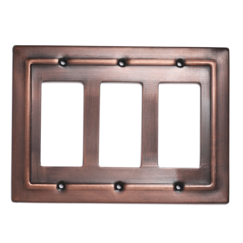 Architectural Antique Copper Finish 3-Gang Rocker Wall Plate