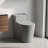 Elongated One Piece Toilet with Button Dual Flush, 1.28 GPF Average, 17.25" ADA Comfort Height, 12" Rough-In, Skirted Design, Soft Closing Quick-Release Seat