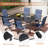 63''L x 37.8''W Outdoor Rectangular Table with 6 Swivel Chairs - Durable Patio Dining Set for Outdoor Entertaining-87657126