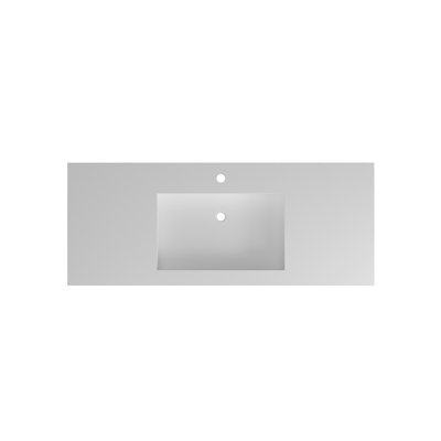  47 X 19 In. Solid Surface Wall Mount Or Countertop Bathroom Vessel Sink With Faucet Holes In Matte White