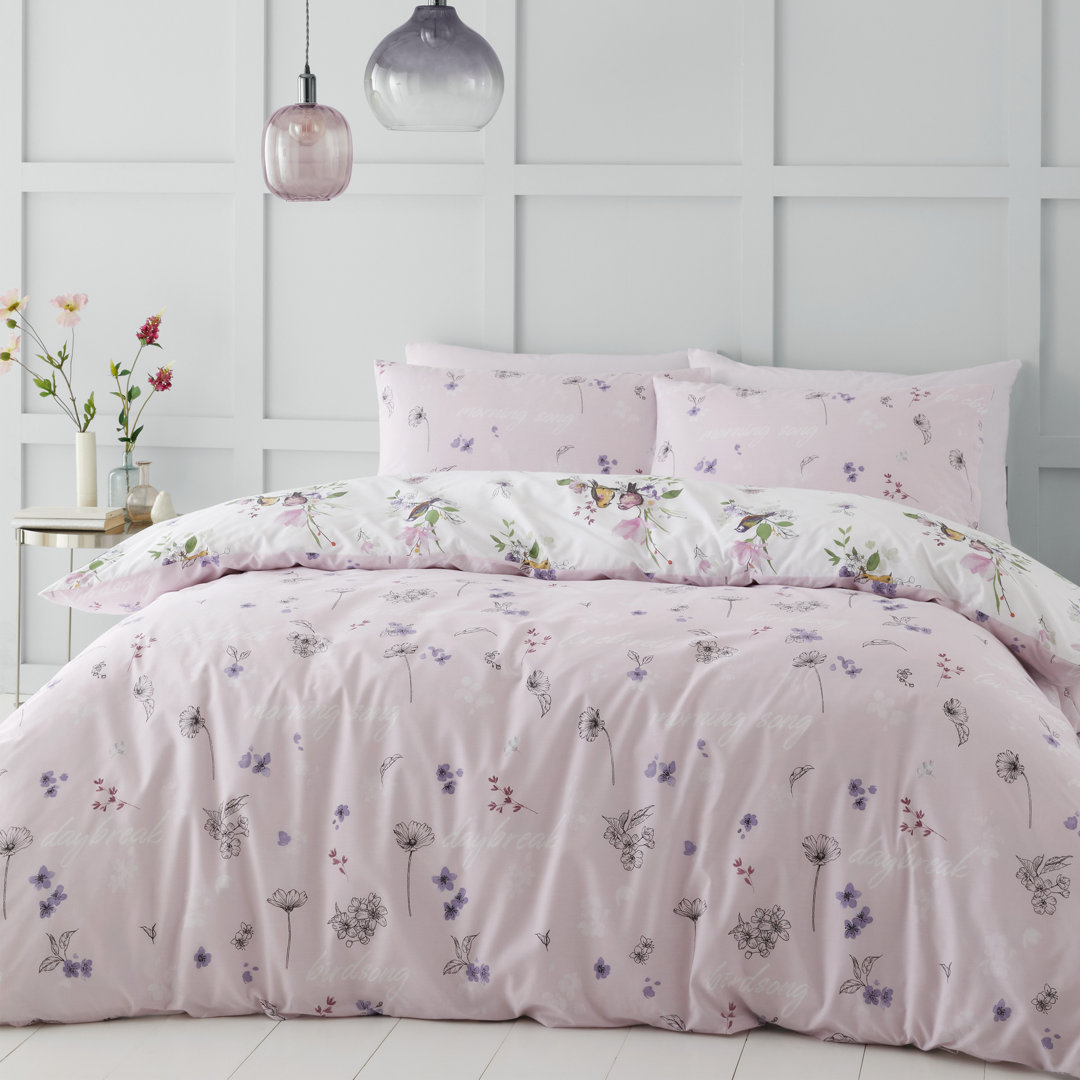 Songbird Floral Reversible Duvet Cover Set with Pillowcases