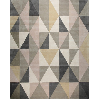 Hand Tufted Wool Geometric Area Rug in Multicolored