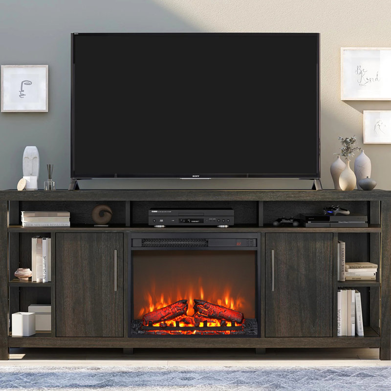 Foyer électrique encastrable 23 po - Chaufferette ultra mince avec bûche et flamme passionnée. Télécommande, minuterie, protection contre la surchauffe. 1400 W, 5000 / H, 11 réglages de température, 4 réglages de luminosité réglables. Pour la télévision