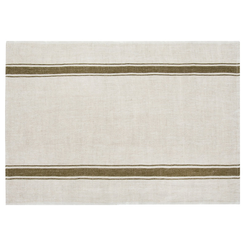 Marseille Striped Tea Towel, Olive Green/Natural