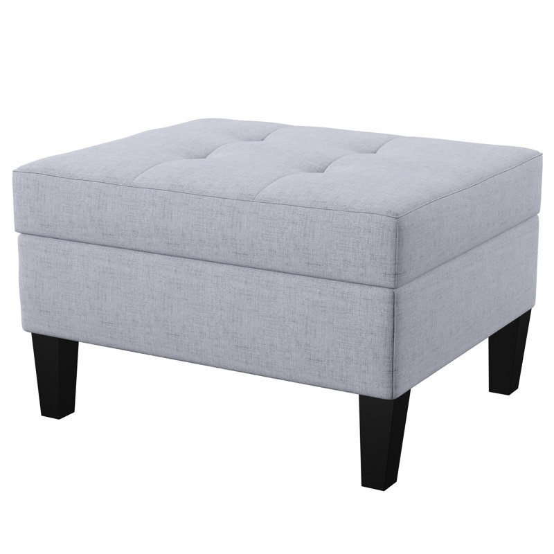 Anjuman Upholstered Ottoman, Silver, Silver Polyester