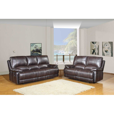 Two Piece Indoor Brown Faux Leather Five Person Seating Set Two Piece Indoor Brown Faux Leather Five Person Seating Set