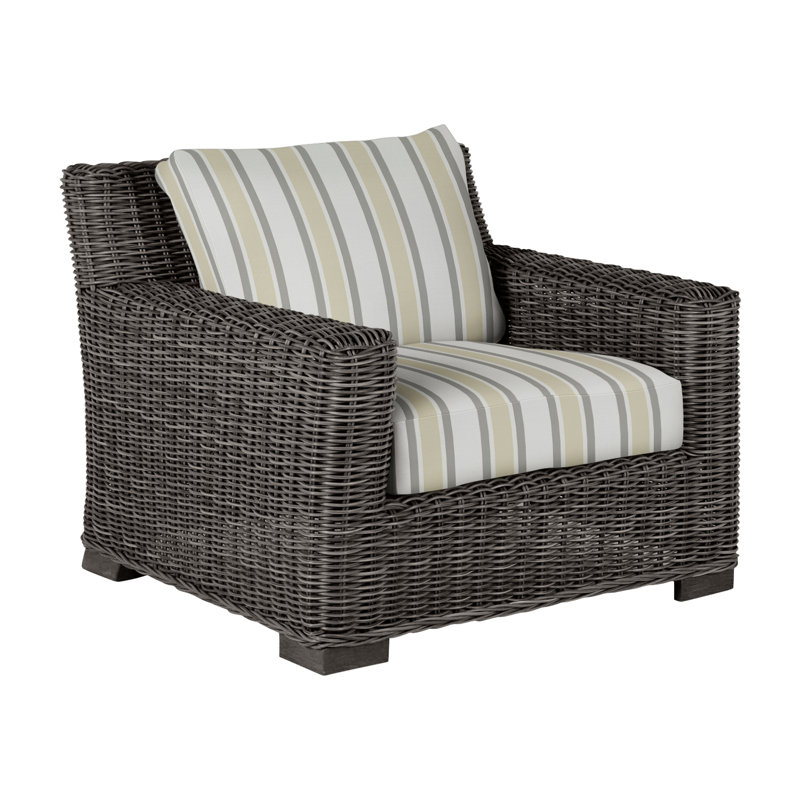 Rustic Woven Lounge Chair, Linen Forest, Slate Gray, No Welt