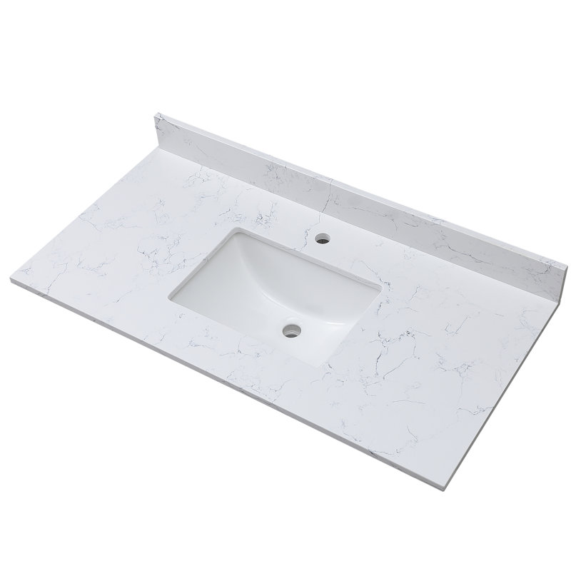 Plateau de meuble-lavabo simple 43 po avec lavabo, Blanc