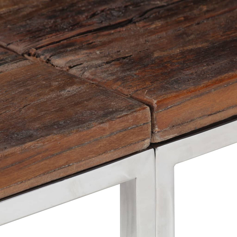Petroniu Solid Wood Top Console Table, 70cm H x 110cm W x 30cm D, Silver, Espresso